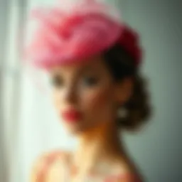 Elegant small hat adorned with delicate veil