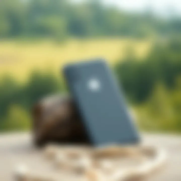 Sustainable Choices: Eco-Friendly Plain iPhone Cases A plain iPhone case against a backdrop of nature, emphasizing eco-friendliness