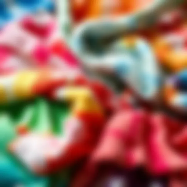 A collage of eco-friendly materials used in the production of sustainable tie dye clothing.