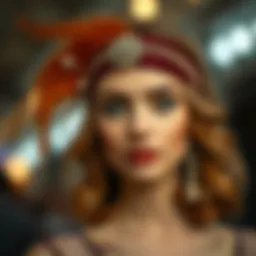 A stylish 1920s headband adorned with feathers and beads, showcasing the era's fashion flair.