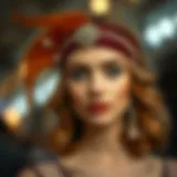 1920s Glamour: The Feathered Headband A stylish 1920s headband adorned with feathers and beads, showcasing the era's fashion flair.