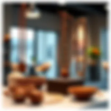 Artistic display of clay bead jewelry in a modern setting