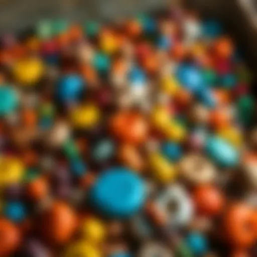 A Vibrant Collection of Handcrafted Clay Beads Colorful assortment of handcrafted clay beads