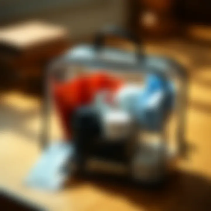 An organized small clear travel bag showcasing essential items