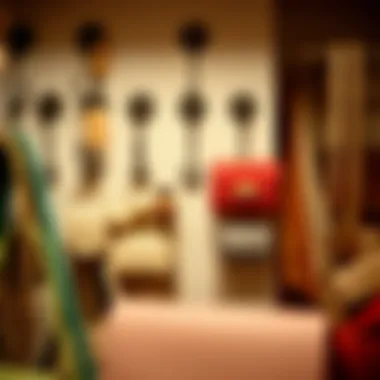 Various types of purse hooks arranged aesthetically