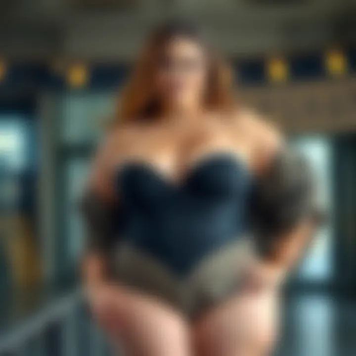 Confidence in Plus Size Fashion Fashion model confidently showcasing a high waist thong shaper