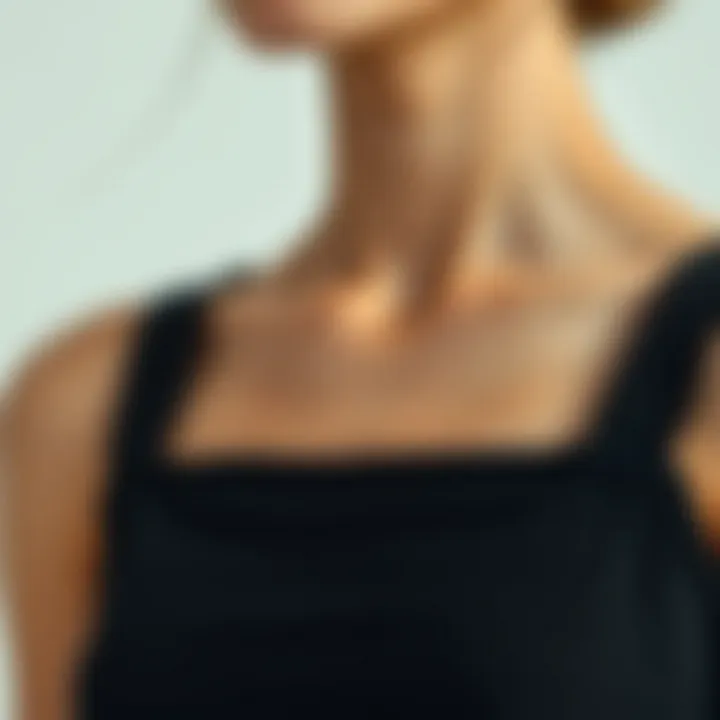 Close-up of square neck design showcasing fabric texture