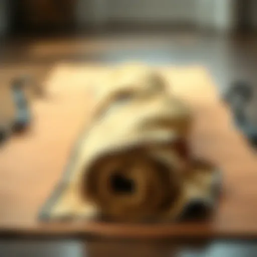 Non-slip hot yoga towel spread on a yoga mat