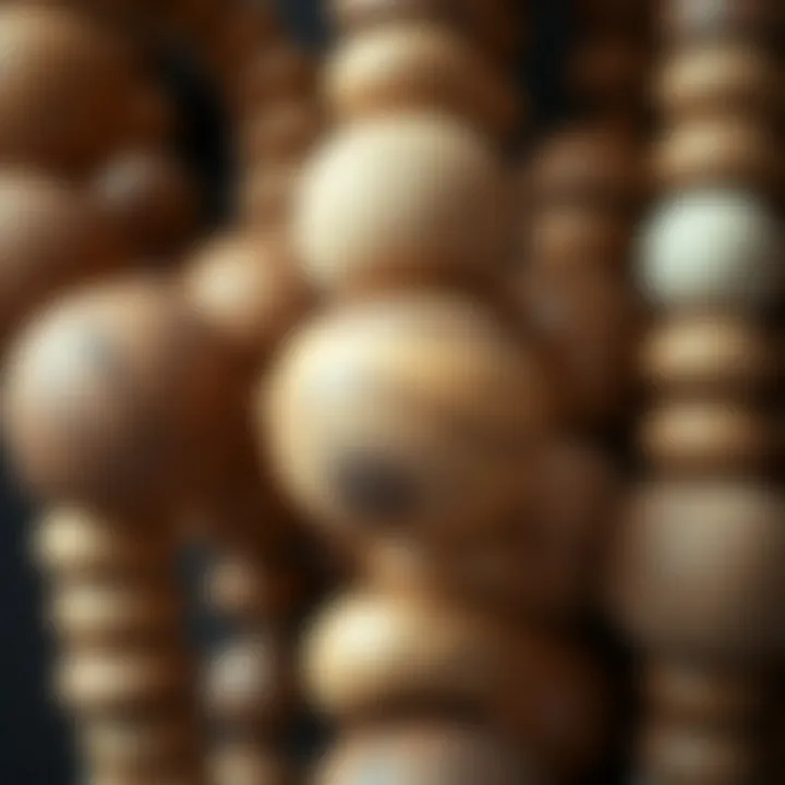 Textures and Finishes of Wood Beads Close-up of various textures and finishes of large wood beads showcasing their natural beauty