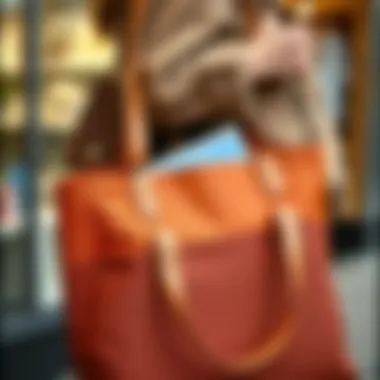 Organized Tote Bag Featuring Insert Organized tote bag with insert in use