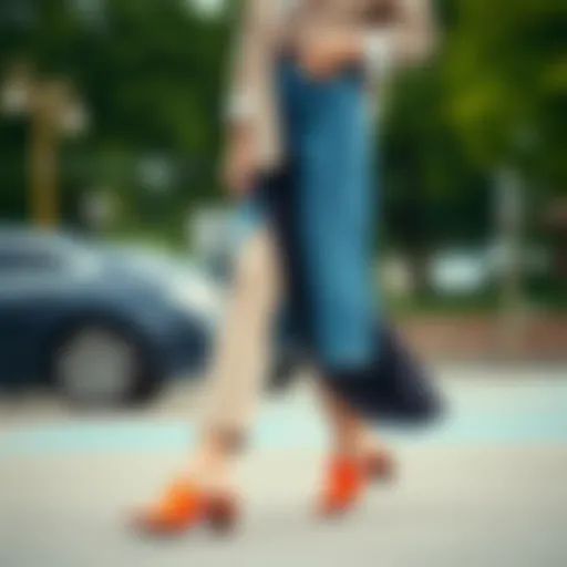 Stylish Casual Look Chic orange mules styled with casual attire