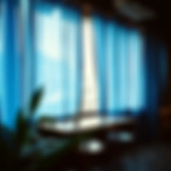 Trendy Café Decorated with Blue Foil Curtains Creative use of blue foil curtains in a trendy café