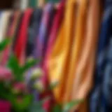 Elegant display of mulberry silk bandanas in various colors