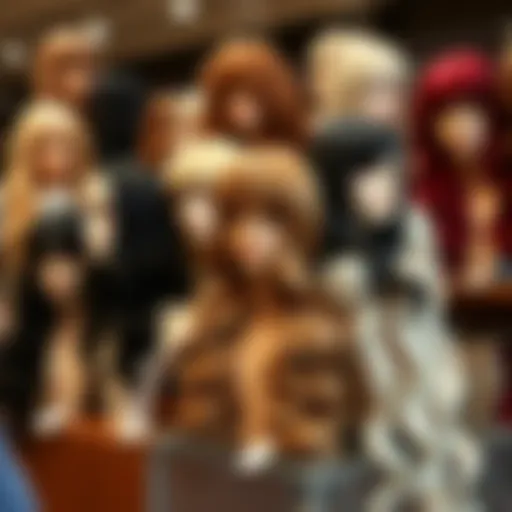 Diverse Styles of Wigs Elegant wig display showcasing various styles
