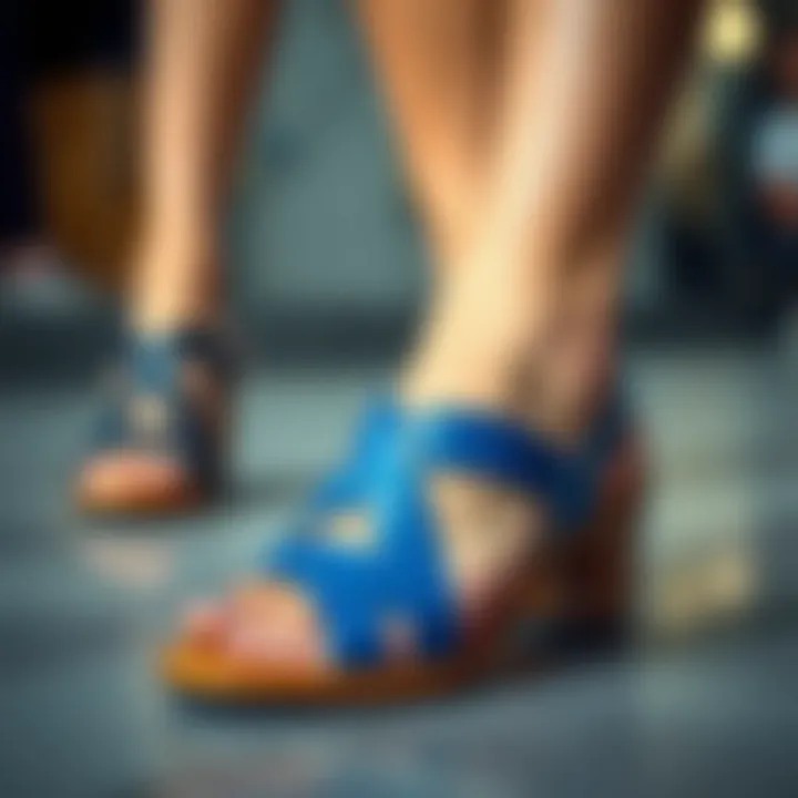 Fashion-forward sandals featuring bold colors and textures