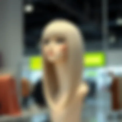 Sleek Design of Synthetic Wigs Elegant straight synthetic wig displayed on a mannequin showcasing its sleek design