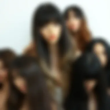 Diverse Styling Options for Synthetic Wigs Variety of styling options available for straight synthetic wigs, arranged artistically