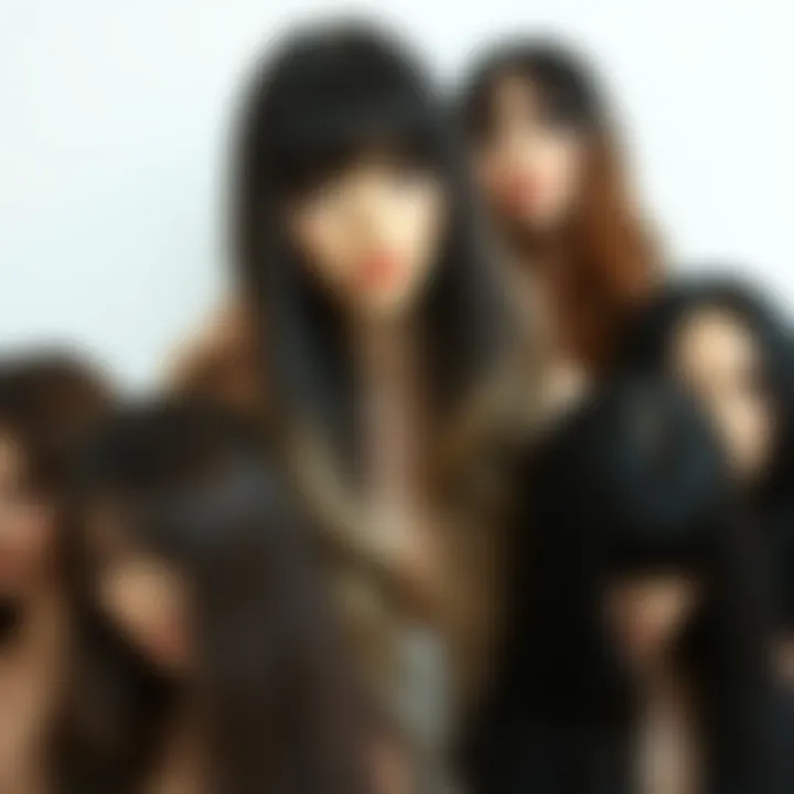 Diverse Styling Options for Synthetic Wigs Variety of styling options available for straight synthetic wigs, arranged artistically