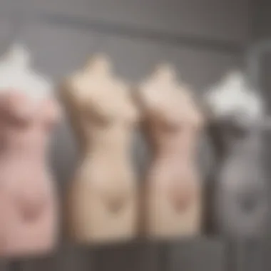 Diverse styles of strapless body shapers displayed on hangers