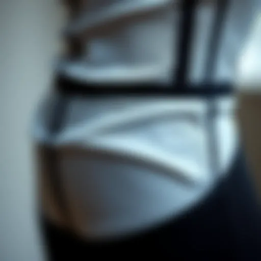 A detailed view of the waist sauna bodysuit showcasing its unique material and design.