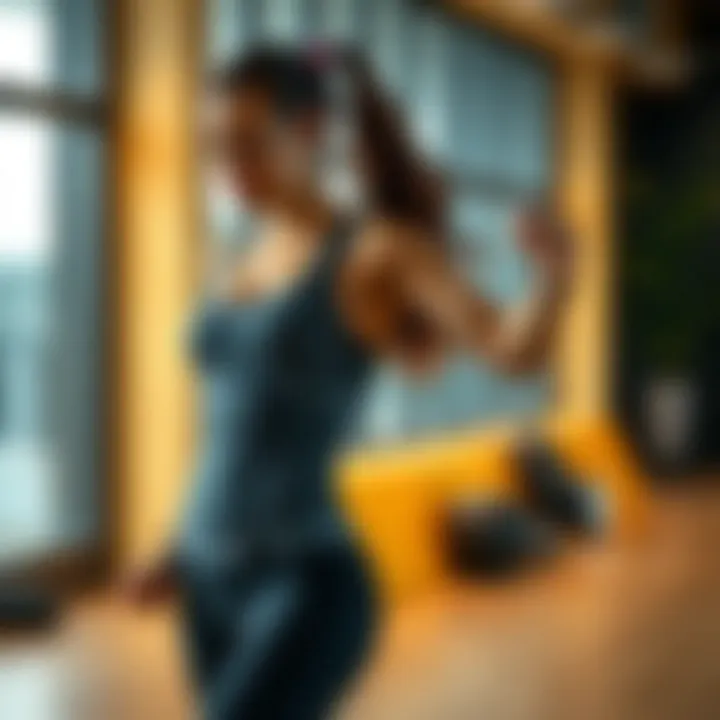 User engaging in a workout while wearing the waist sauna bodysuit to enhance fitness results.