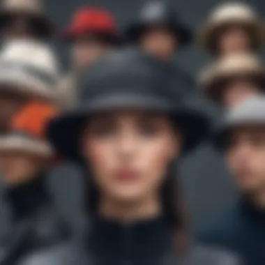 Diverse group of individuals styling wind resistant hats in various settings